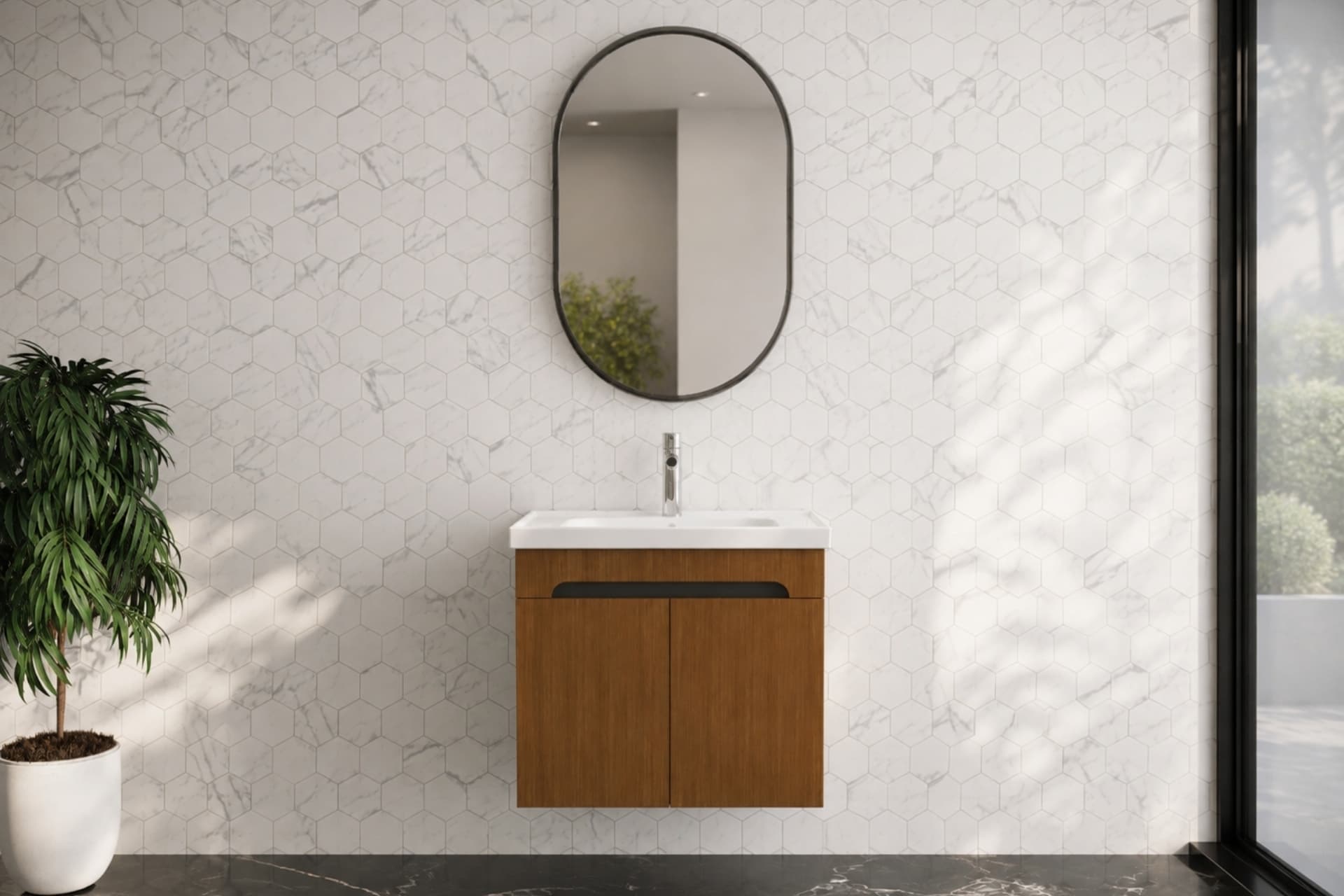 LODE IRMA ANTRASİT AHŞAP 80 CM SERAMİK LAVABOLU ALT BANYO DOLABI