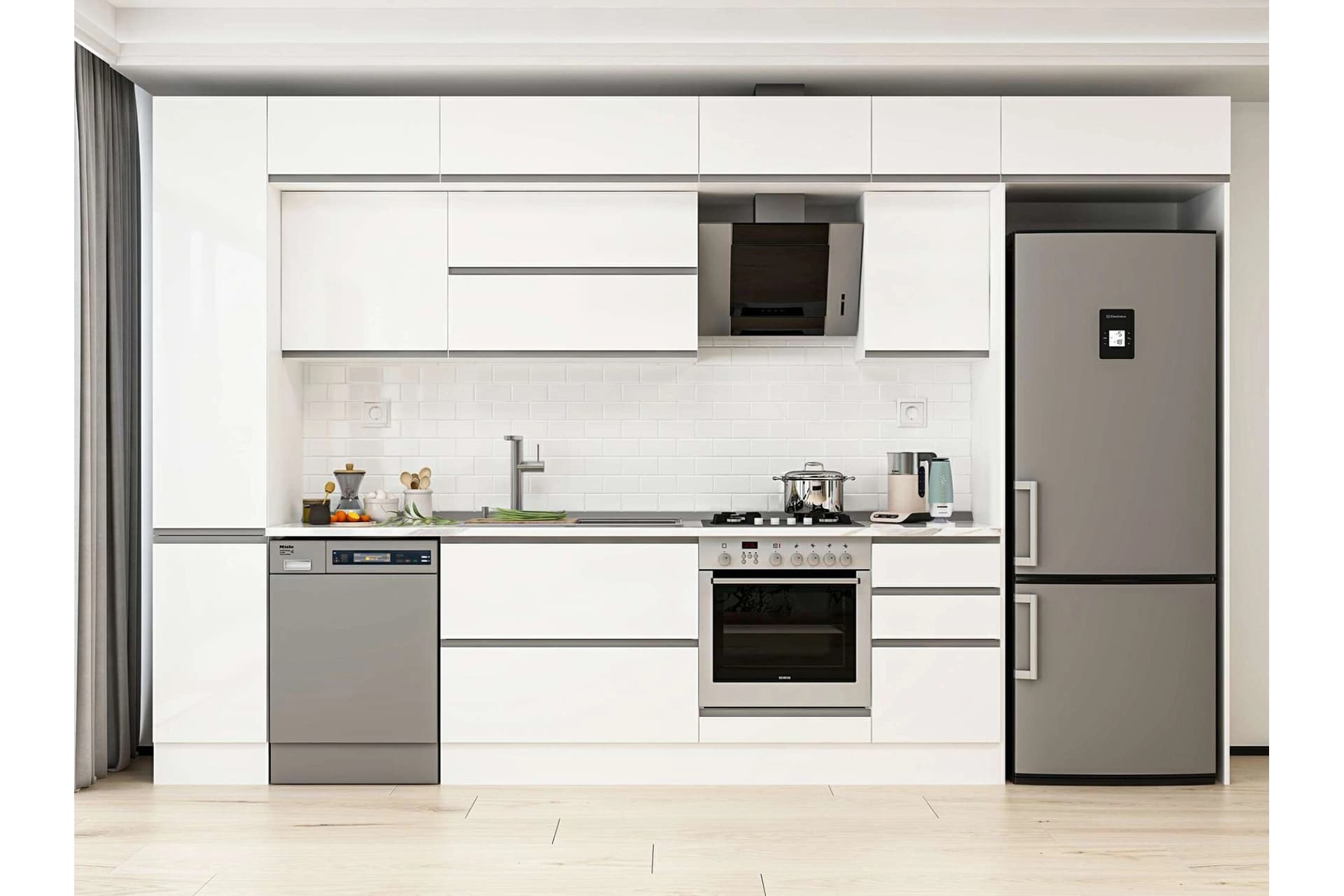 ALVİNKA 375X240 CM MUTFAK DOLABI, MBB E90B40S45 2 BEYAZ SUNTALAM