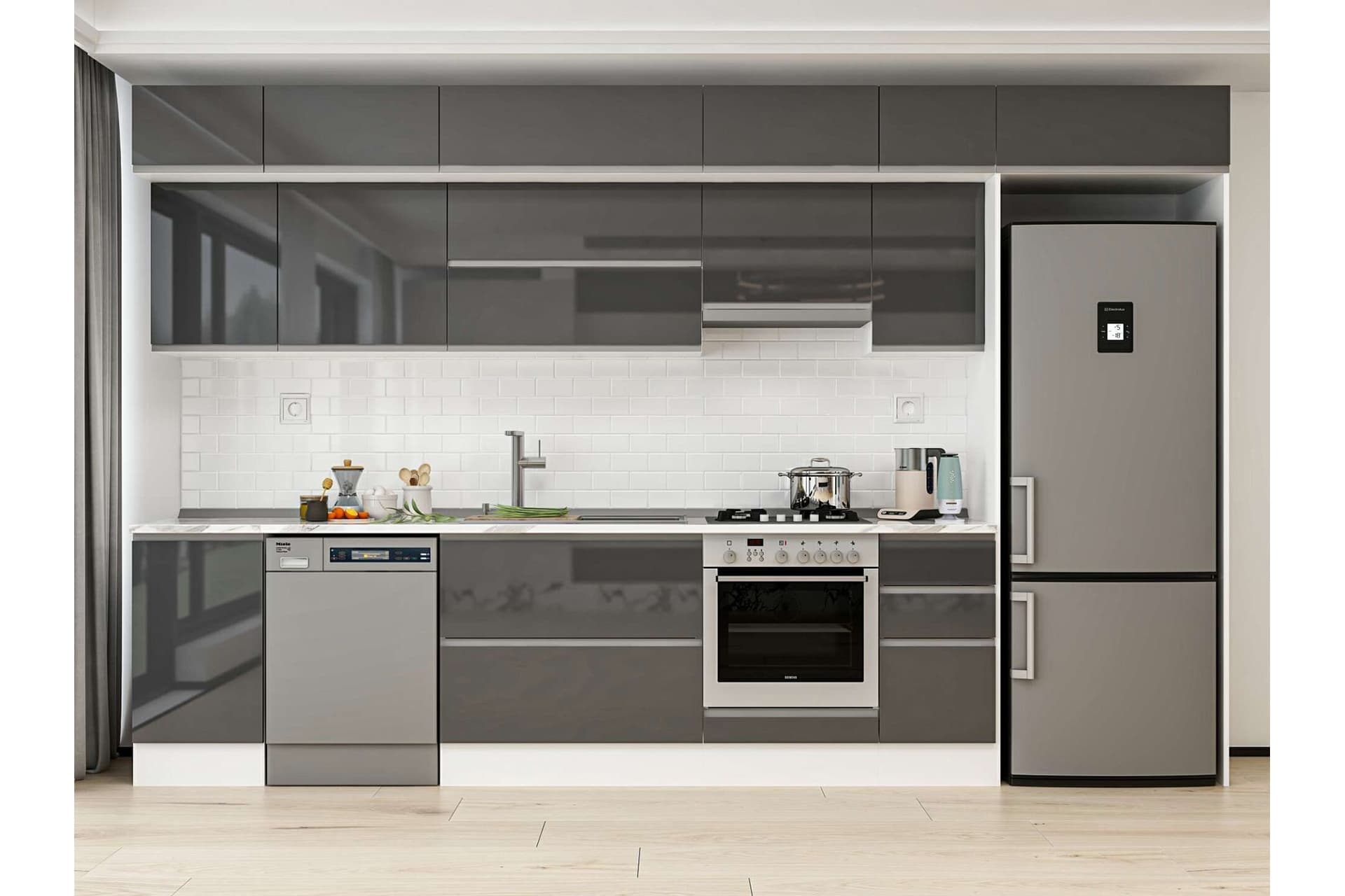 ALVİNKA 375X240 CM MUTFAK DOLABI, MB E90S45S40 1 ANTRASİT SUNTALAM