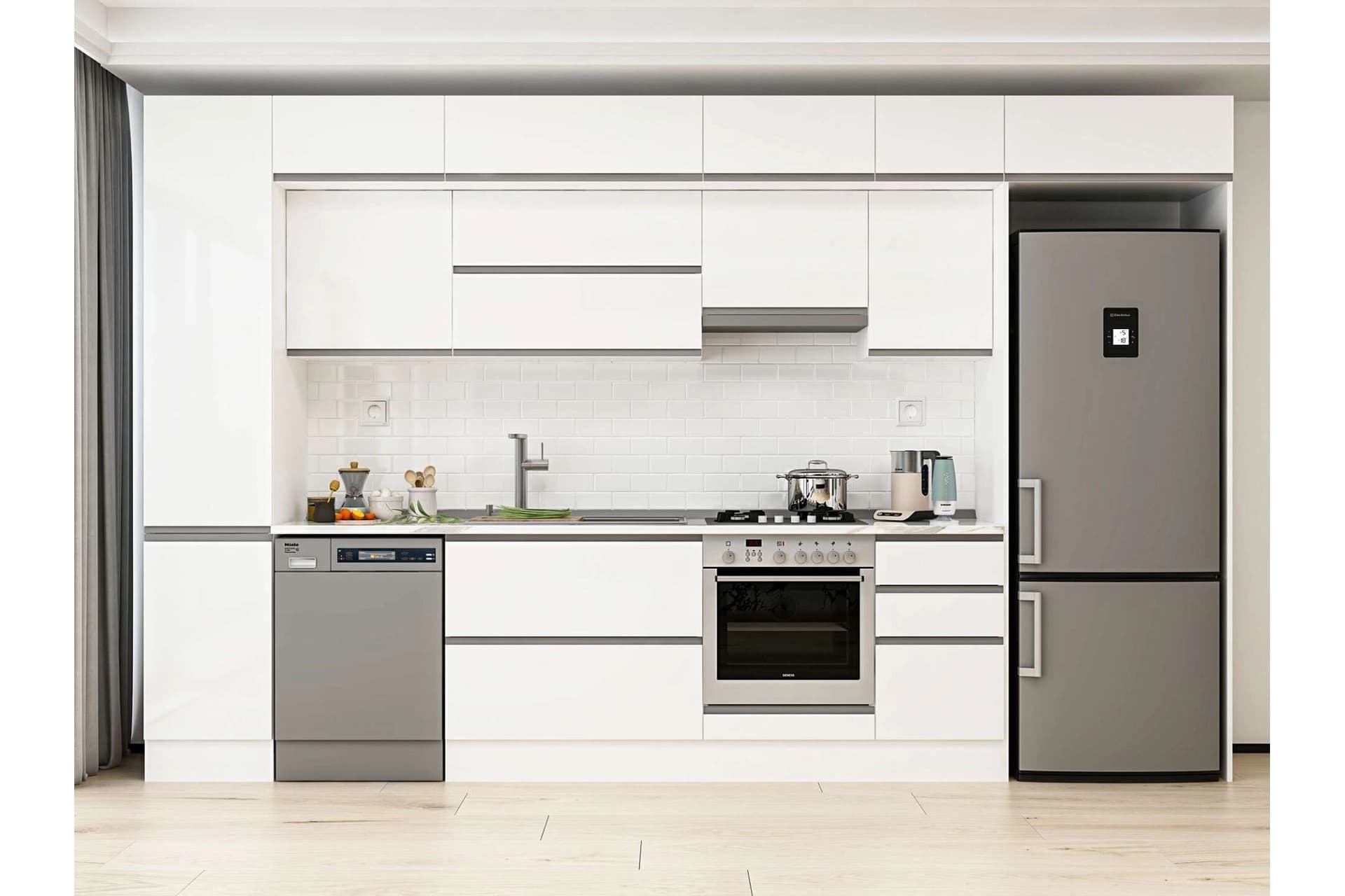 ALVİNKA 380X240 CM MUTFAK DOLABI, MBB E90B45S45 1 BEYAZ SUNTALAM