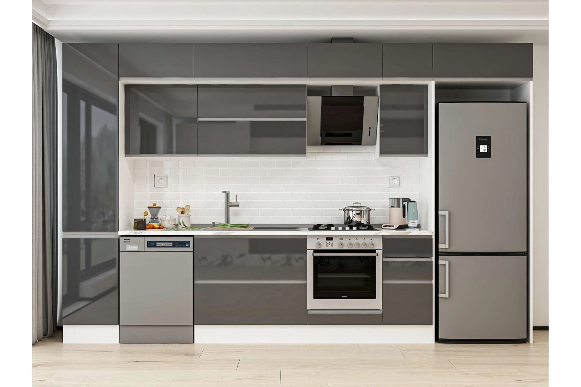 ALVİNKA 375X240 CM MUTFAK DOLABI, MBB E90B45S40 2 ANTRASİT SUNTALAM