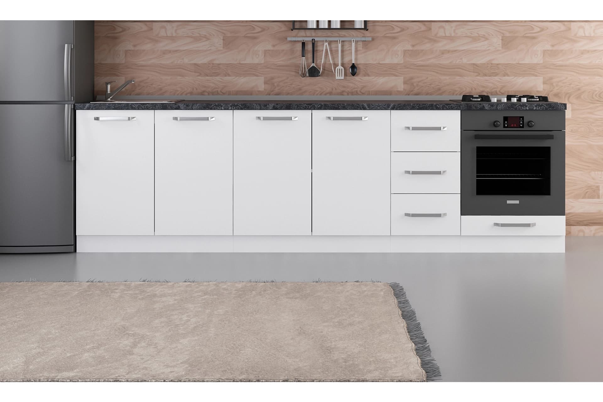 MİNAR 280 CM MUTFAK DOLABI BEYAZ 280-B9-ALT MODÜL