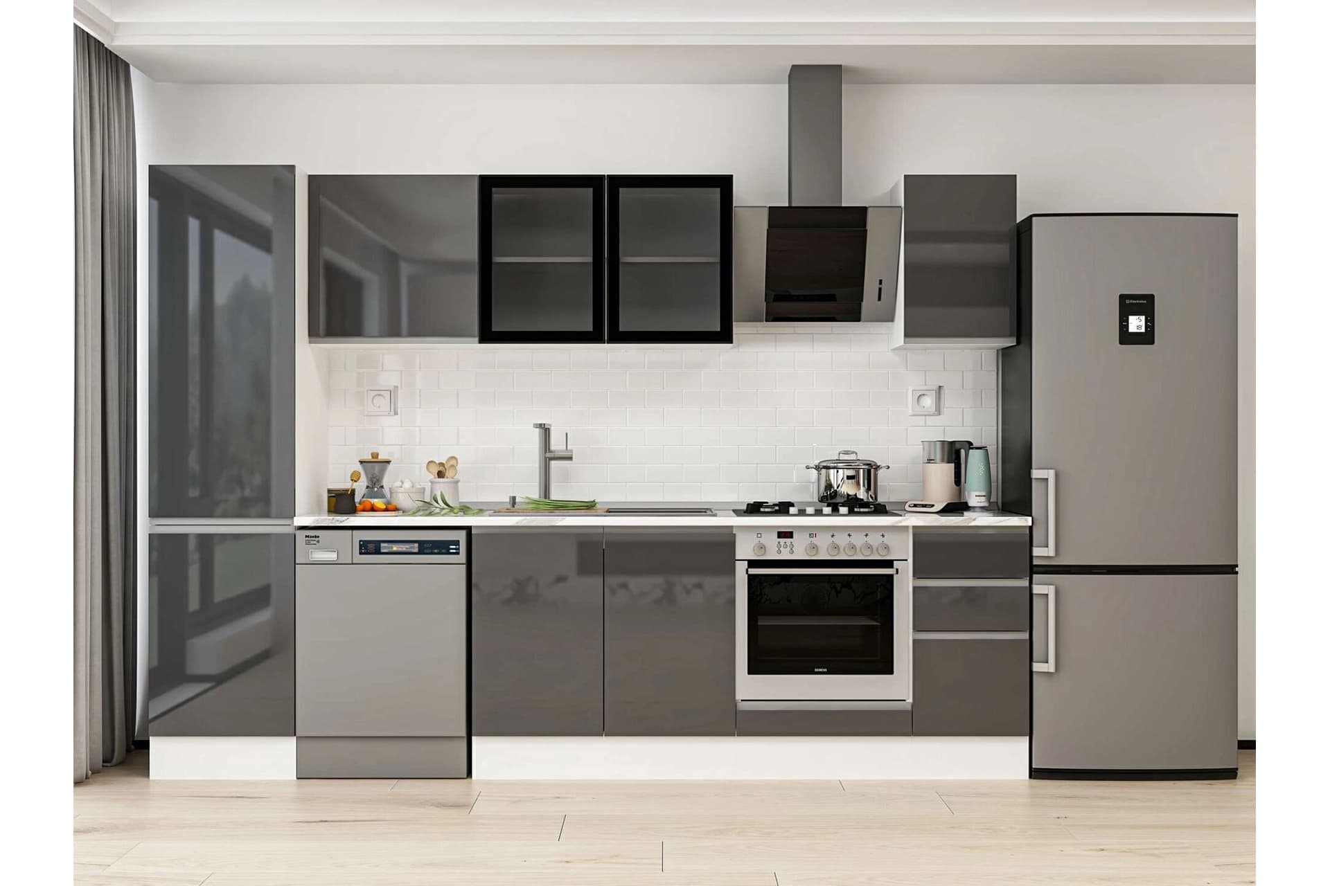 ALVİNKA 290X210 CM MUTFAK DOLABI, MB E80B50S40 3 ANTRASİT SUNTALAM