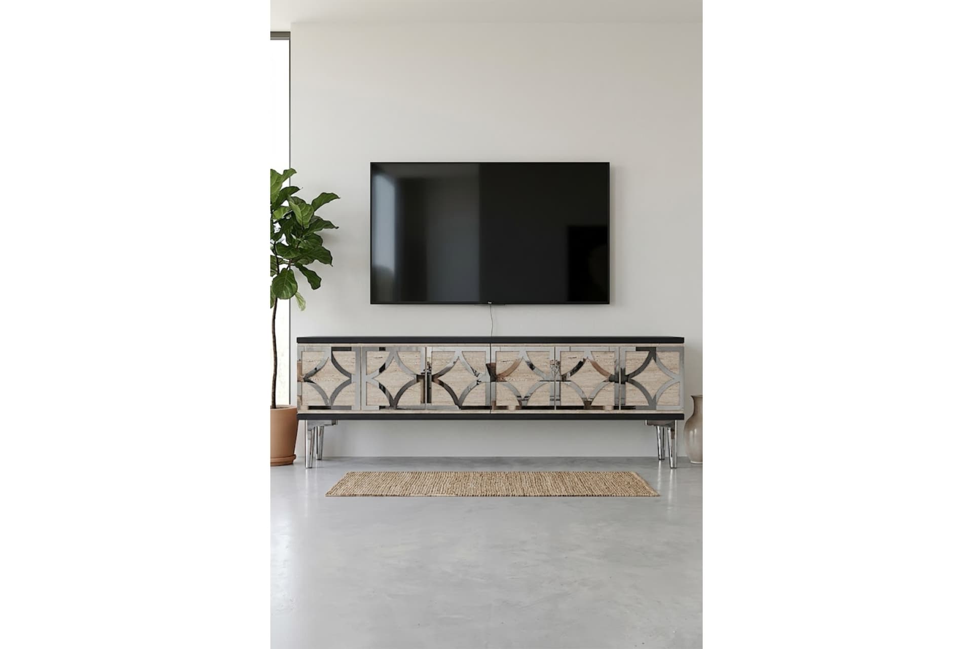 LEM TV SEHPASI ANTRASİT TRAVERTEN SİLVER 120 CM TSA1237ATS