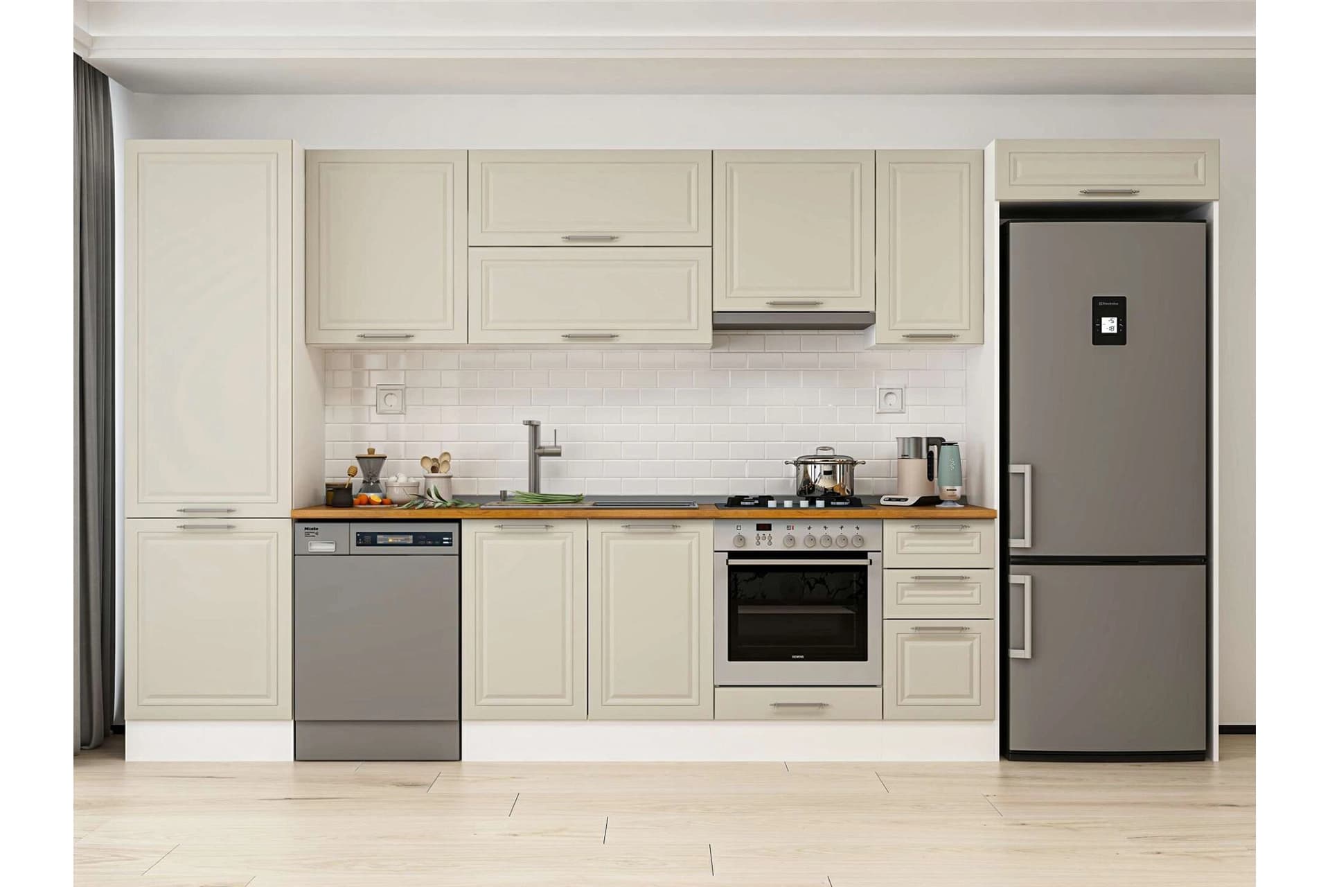 ALVİNKA 380X222 CM KLASİK MEBRAN MUTFAK DOLABI, MBB E80B60S40 1 MEBRAN KUMTAŞI SUNTALAM