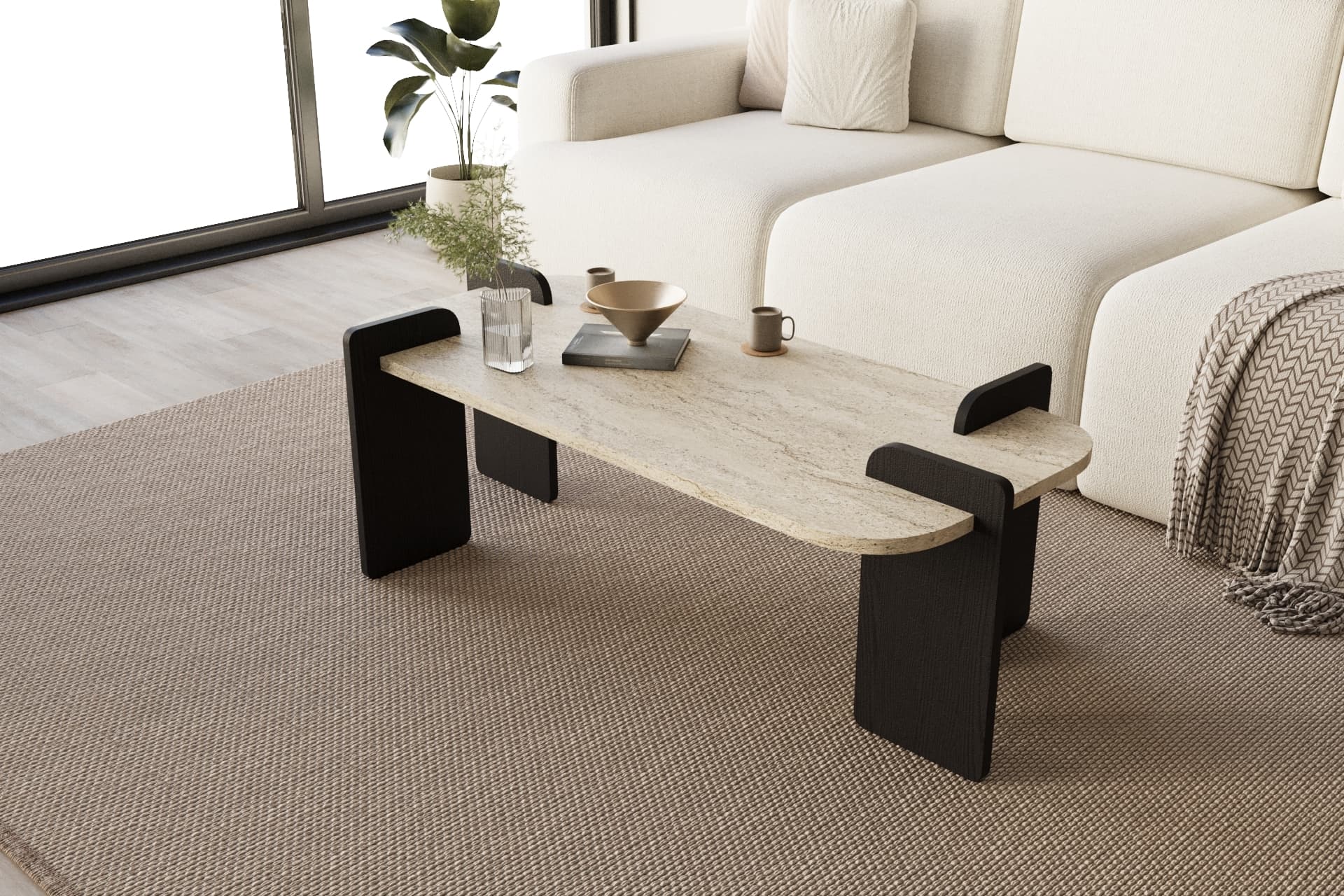 LEAPİRİ ORTA SEHPA MODERN MERMER DESEN SİYAH