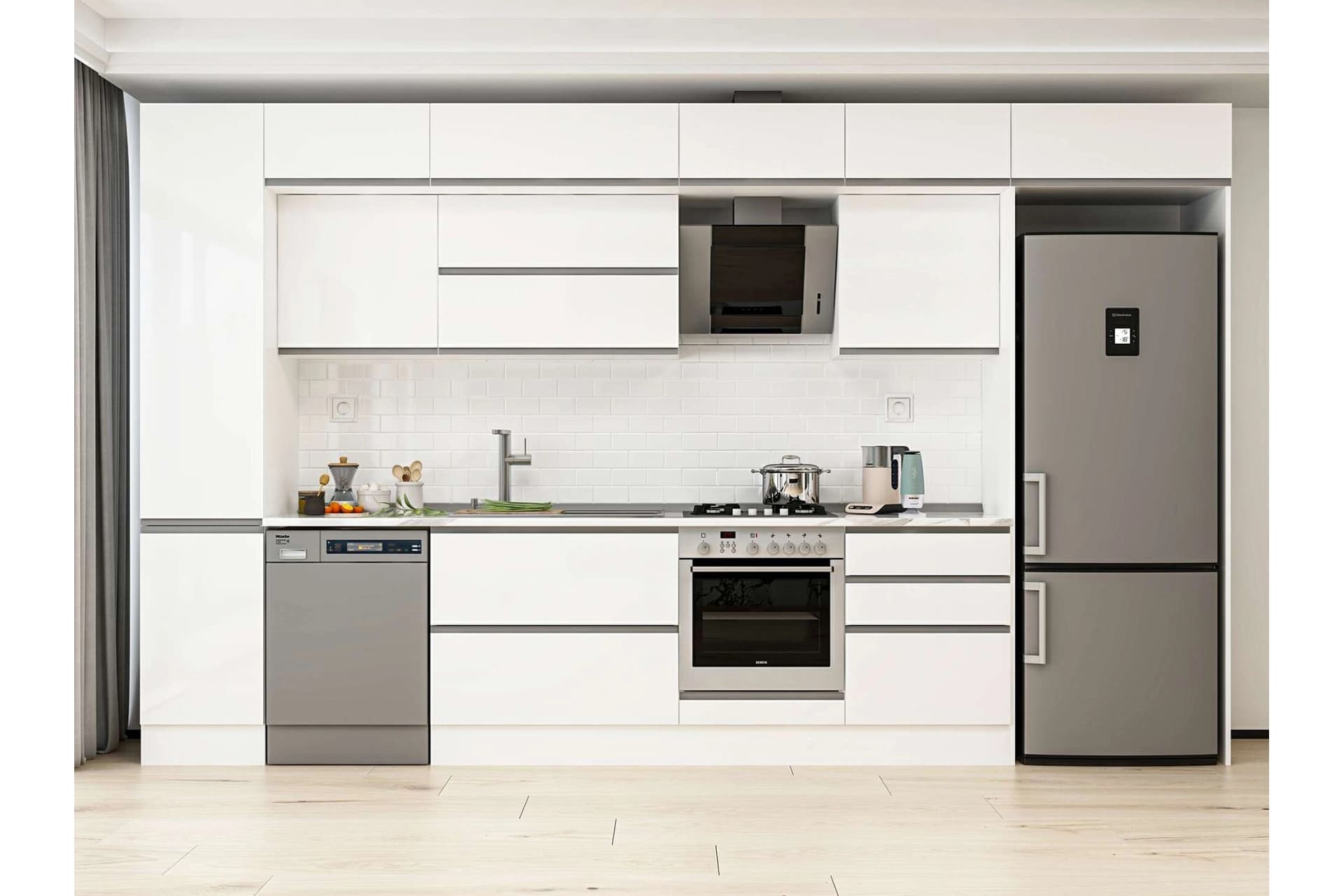 ALVİNKA 385X240 CM MUTFAK DOLABI, MBB E80B45S60 2 BEYAZ SUNTALAM