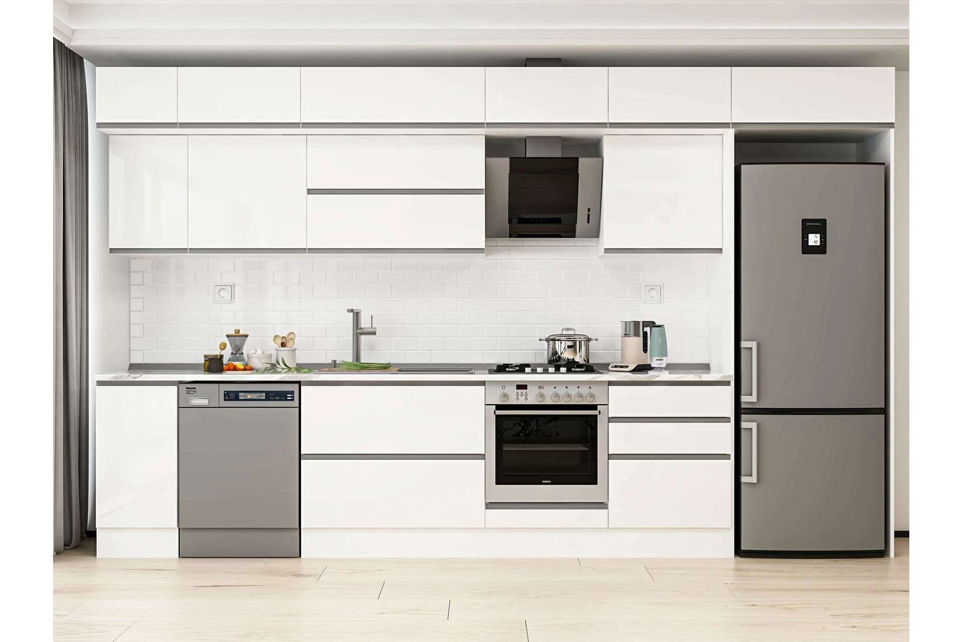 ALVİNKA 390X240 CM MUTFAK DOLABI, MB E90S40S60 2 BEYAZ SUNTALAM