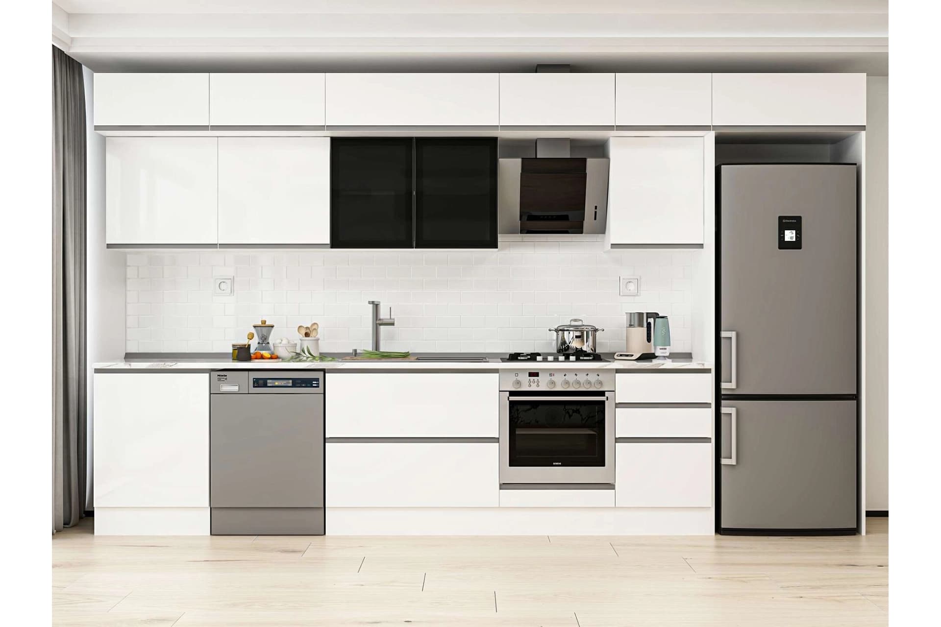 ALVİNKA 390X240 CM MUTFAK DOLABI, MB E80S60S50 3 BEYAZ SUNTALAM