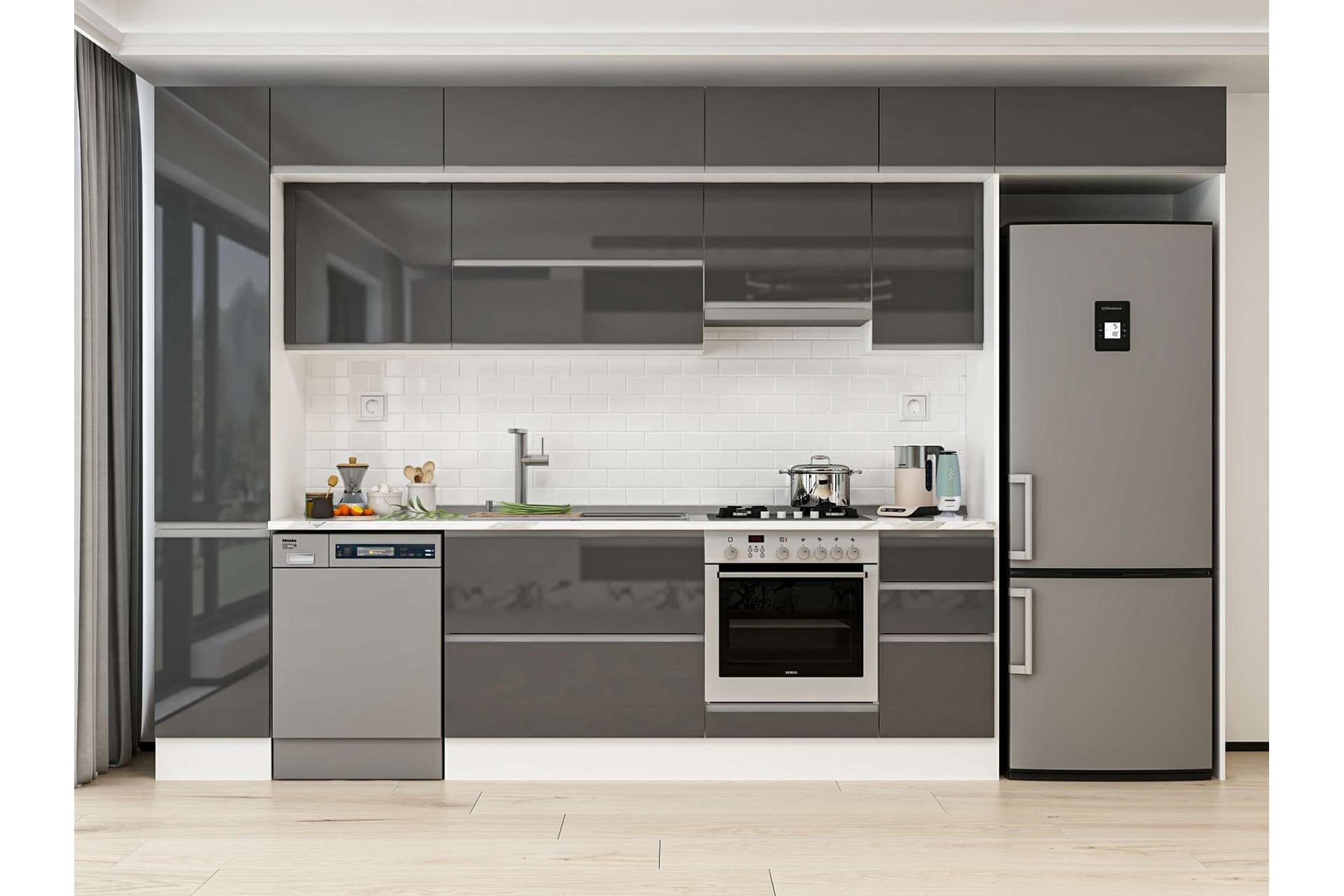 ALVİNKA 360X240 CM MUTFAK DOLABI, MBB E80B40S40 1 ANTRASİT SUNTALAM