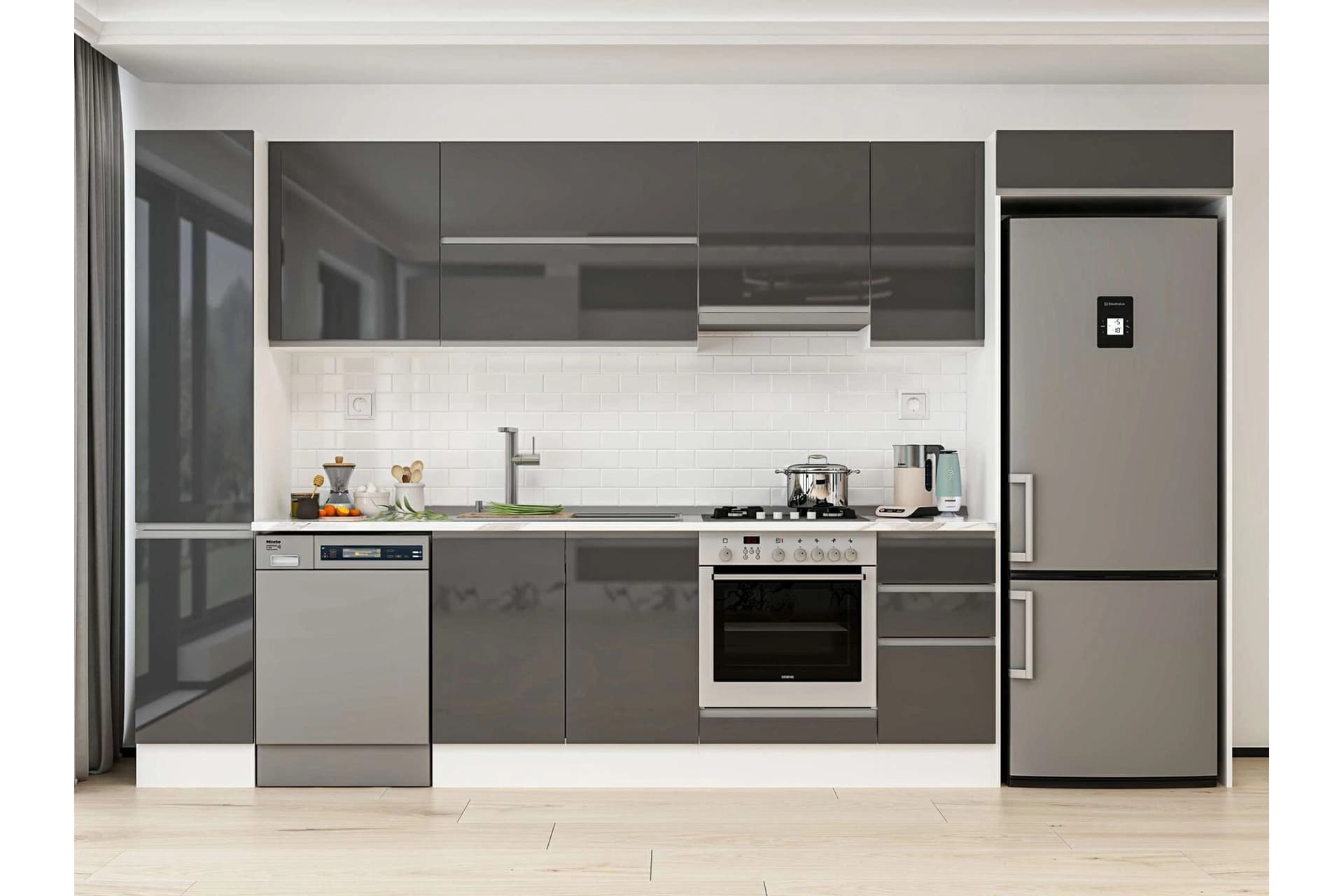 ALVİNKA 360X222 CM MUTFAK DOLABI, MBB E80B40S40 1 ANTRASİT SUNTALAM