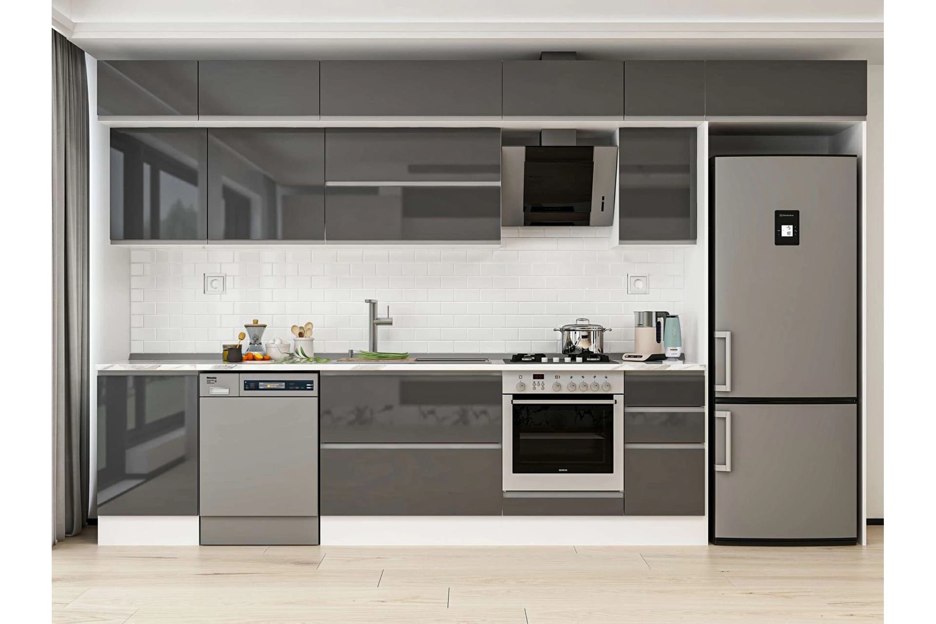 ALVİNKA 380X240 CM MUTFAK DOLABI, MB E90S50S40 2 ANTRASİT SUNTALAM