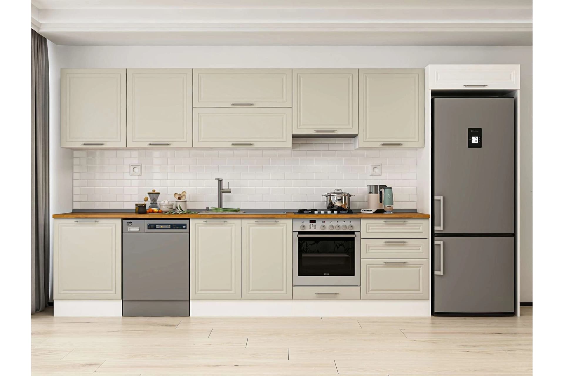 ALVİNKA 400X222 CM KLASİK MEBRAN MUTFAK DOLABI, MB E80S60S60 1 MEBRAN KUMTAŞI SUNTALAM