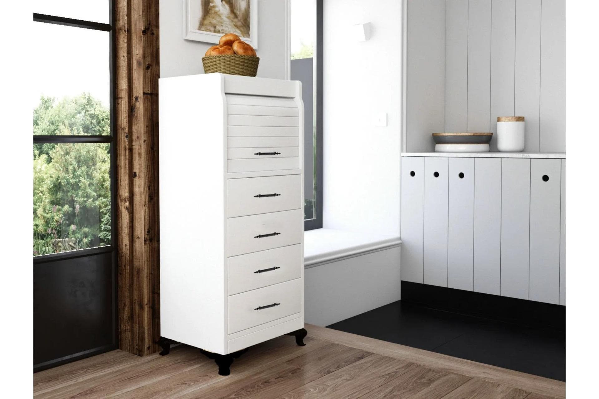 MİSSE MUTFAK DOLABI EKMEKLİK, BEYAZ, 4 ÇEKMECELİ