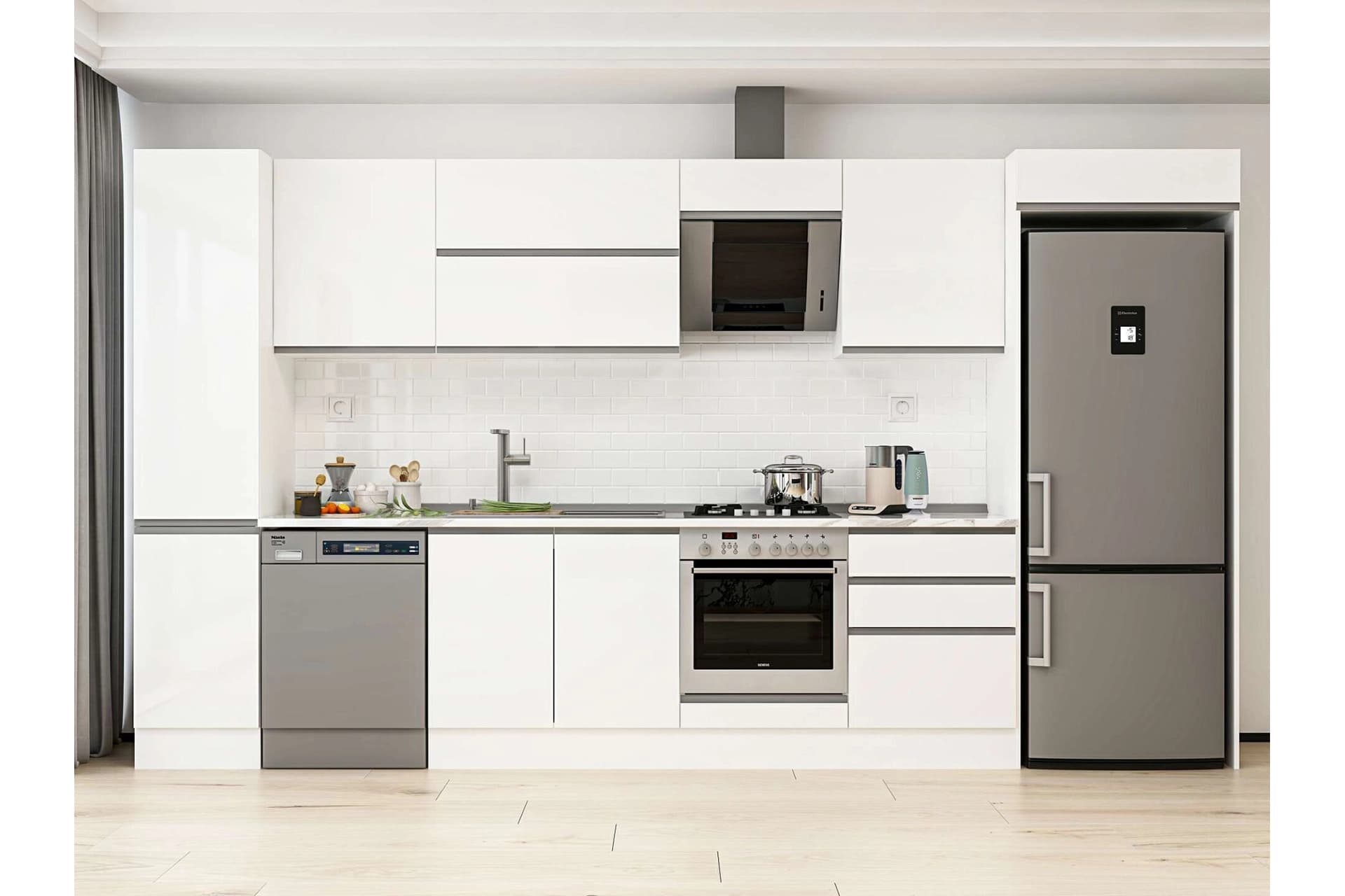 ALVİNKA 395X222 CM MUTFAK DOLABI, MBB E90B45S60 2 BEYAZ SUNTALAM